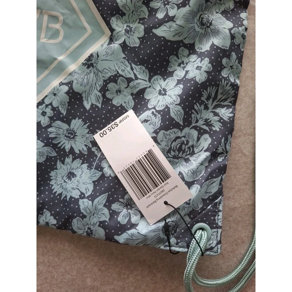 NWT VERA BRADLEY Rain Garden Gray Reactive Drawstring Backpack